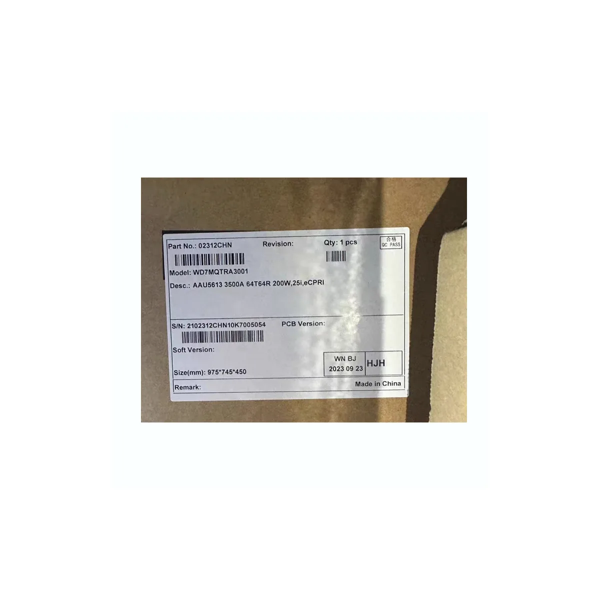 Huawei AAU5613 02312CHP TX3400-3600MHz/RX3400-3600MHz 64T64R 200w 02312CHN 3500A 64T64R 25i-eCPRI