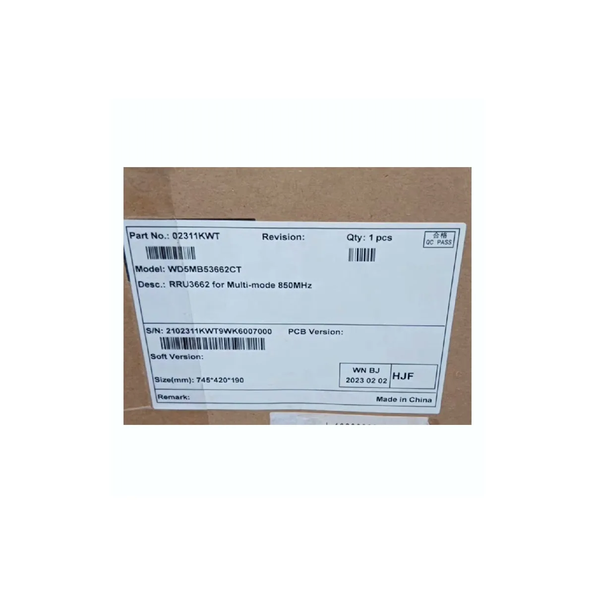 HUAWEI Original In Stock RRU3662 850MHZ 2311KWT WD5MB53662CT for CDMA/LTE Base Station