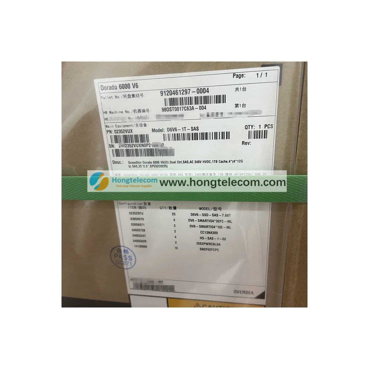 02356NBE D6V6-NVMe-7.68T-E Huawei 7.68TB SSD NVMe Palm Encryption Disk