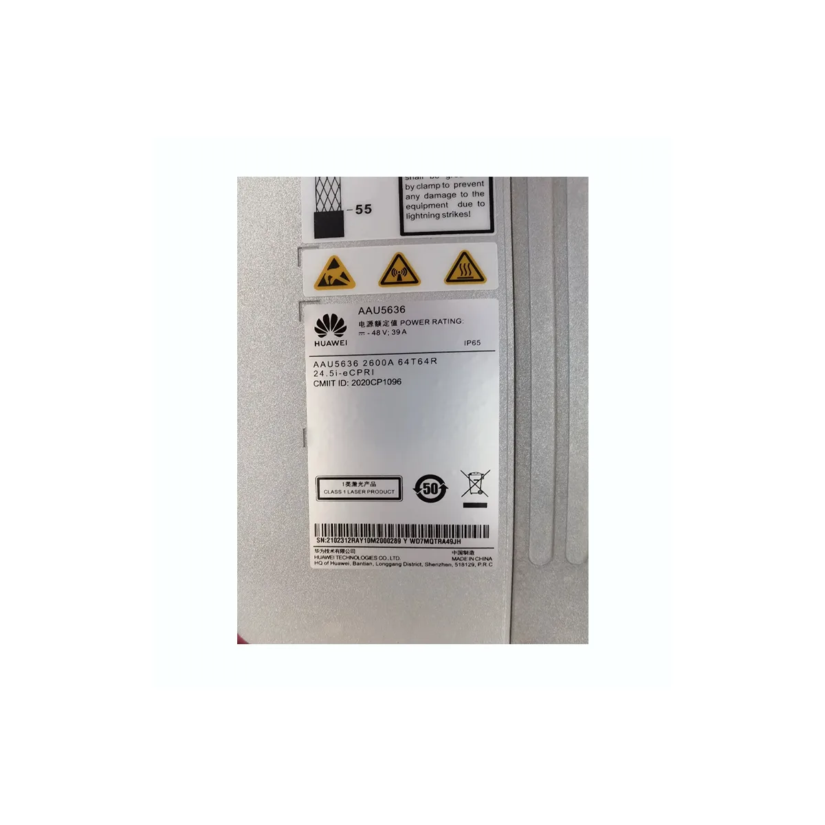 Original 5G AAU base Station AAU5636 02312RAY WD7MQTRA49JH AAU5619 02312HMC WD7MQTRA39J3 2600A 64T64R, 24.5i, eCPRI
